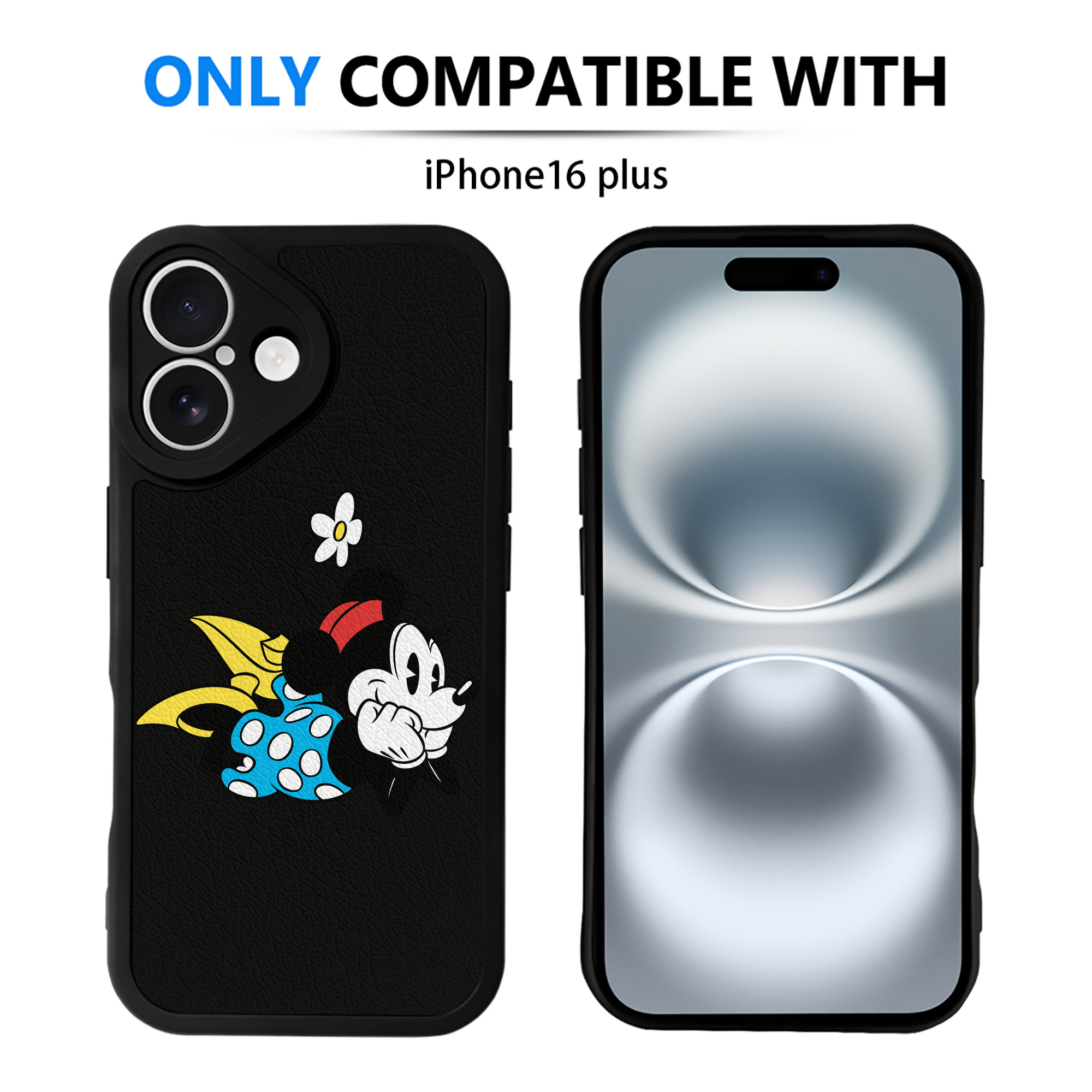 （画像用） ミッキーマウス Mickey Mouse 【iPhone 16シリーズ対応】シリコンスマホケース（レザー調） 材質：シリコン
